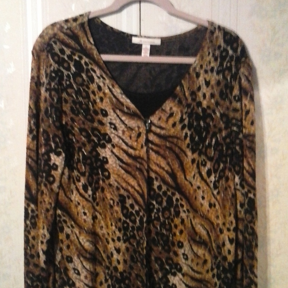 JM COLLECTION ANIMAL PRINT 2-N-1 DRESS BLOUSE